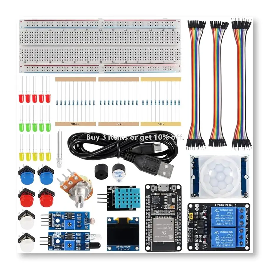 ◉95pcs Basic Kit for ESP-32S WiFi Development Board for Project Learning Kit Kit with Box