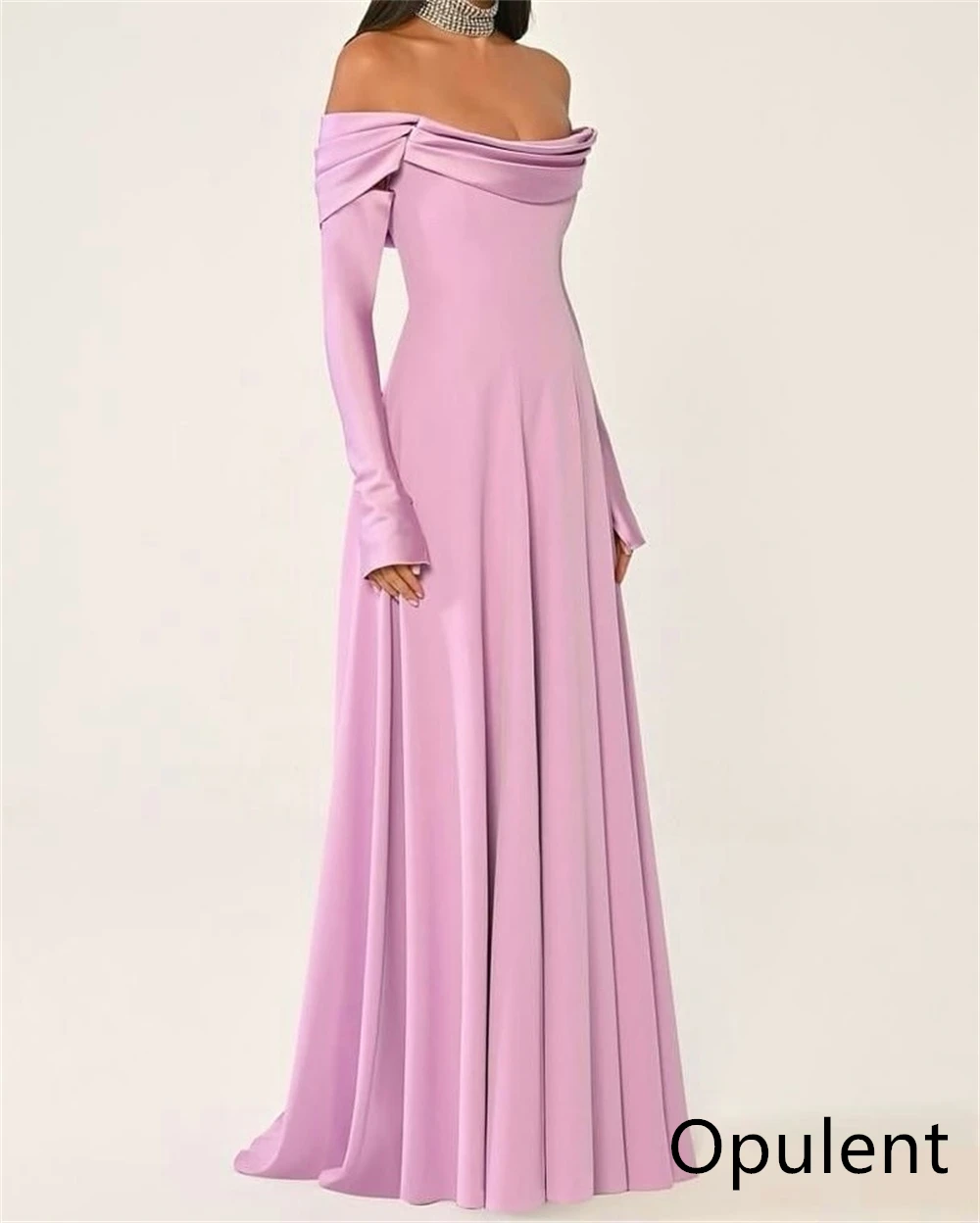 Aangepaste moderne roze jersey avondjurk boothals uit de schouder lange mouwen celebrity jassen homecoming jurk mode