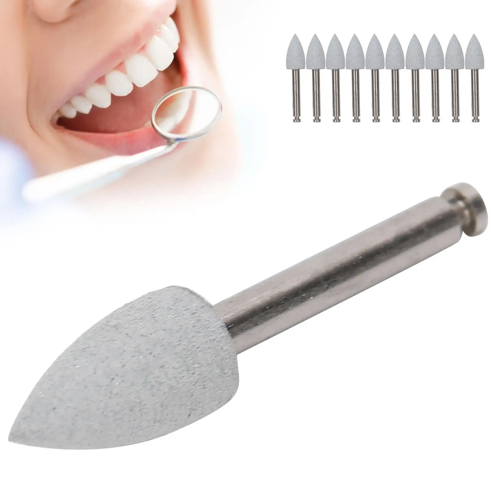 10Pcs Dental Polishing Burs Set - Low Speed Grinding Polisher Drill Bits for Teeth Care, Gray Dental Tools