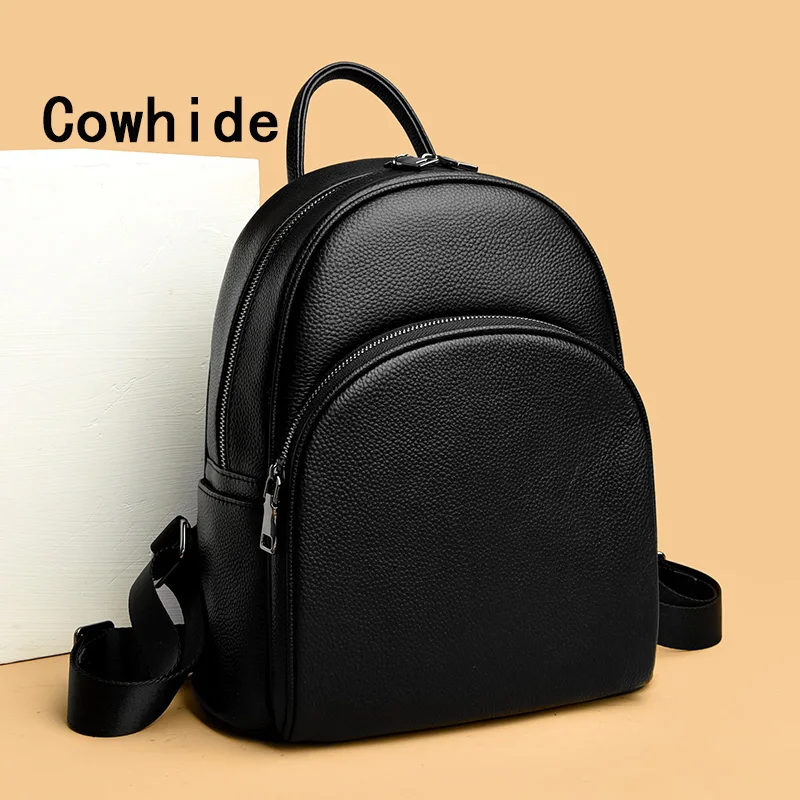 2023 Cowhide Backpack Shoulder Bag Concise High-Capacity Ladies Women's Bag School Travel Bag Fashion For Girls Luxury Backpacks