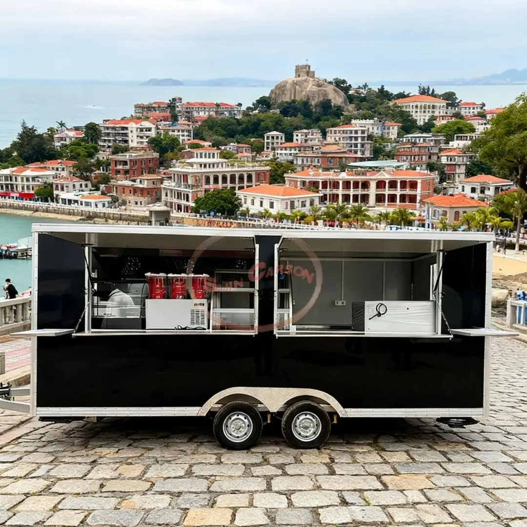 

Outdoor Wind-Resistant Thickened Frame Towing Snack Cart Commercial Durable Food Trailer Street Fast Vending Cart