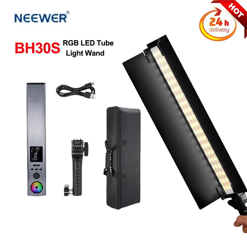 NEEWER BH30S RGB Light Wand with 2.4G/APP Control Touchable RGBWW Hue Mixer Portable Handheld LED Video Lighting Stick