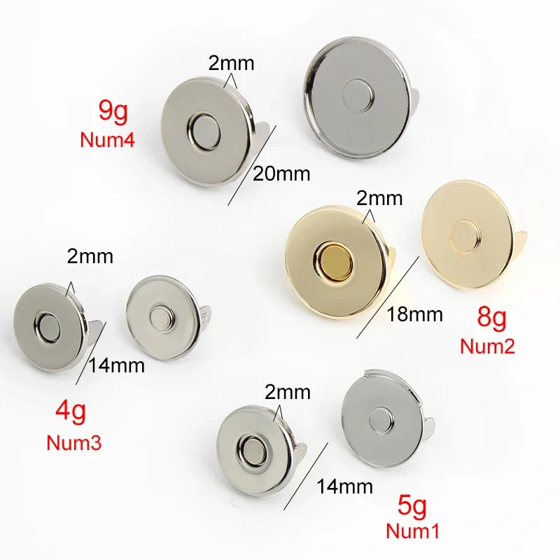 20-100pcs 14x2-18x2-20x2mm 2022 New Wholesale Thin Strong Round Magneti Invisible Buckle Button For Diy Bag Accessories