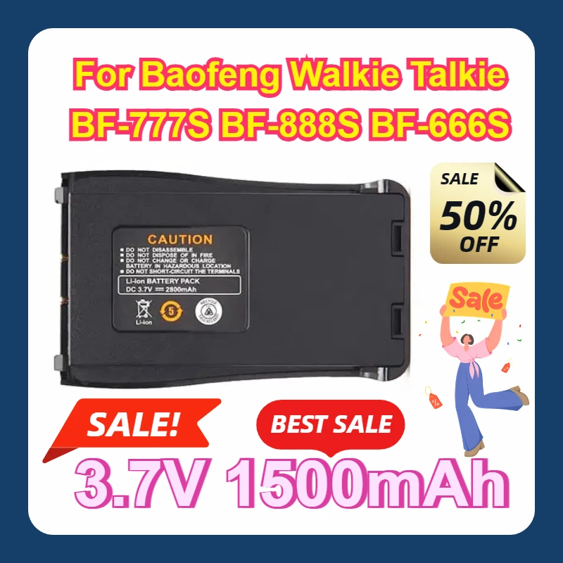 

2Pcs For Baofeng Walkie Talkie BF-777S BF-888S BF-666S 3.7V 1500mAh Li-ion Battery