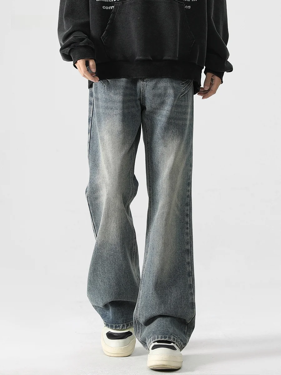

Wmnm American High Street Men's Jeans Straight Leg Waed out Trendy Slimming Long Trousers Autumn Faion Youth Sle