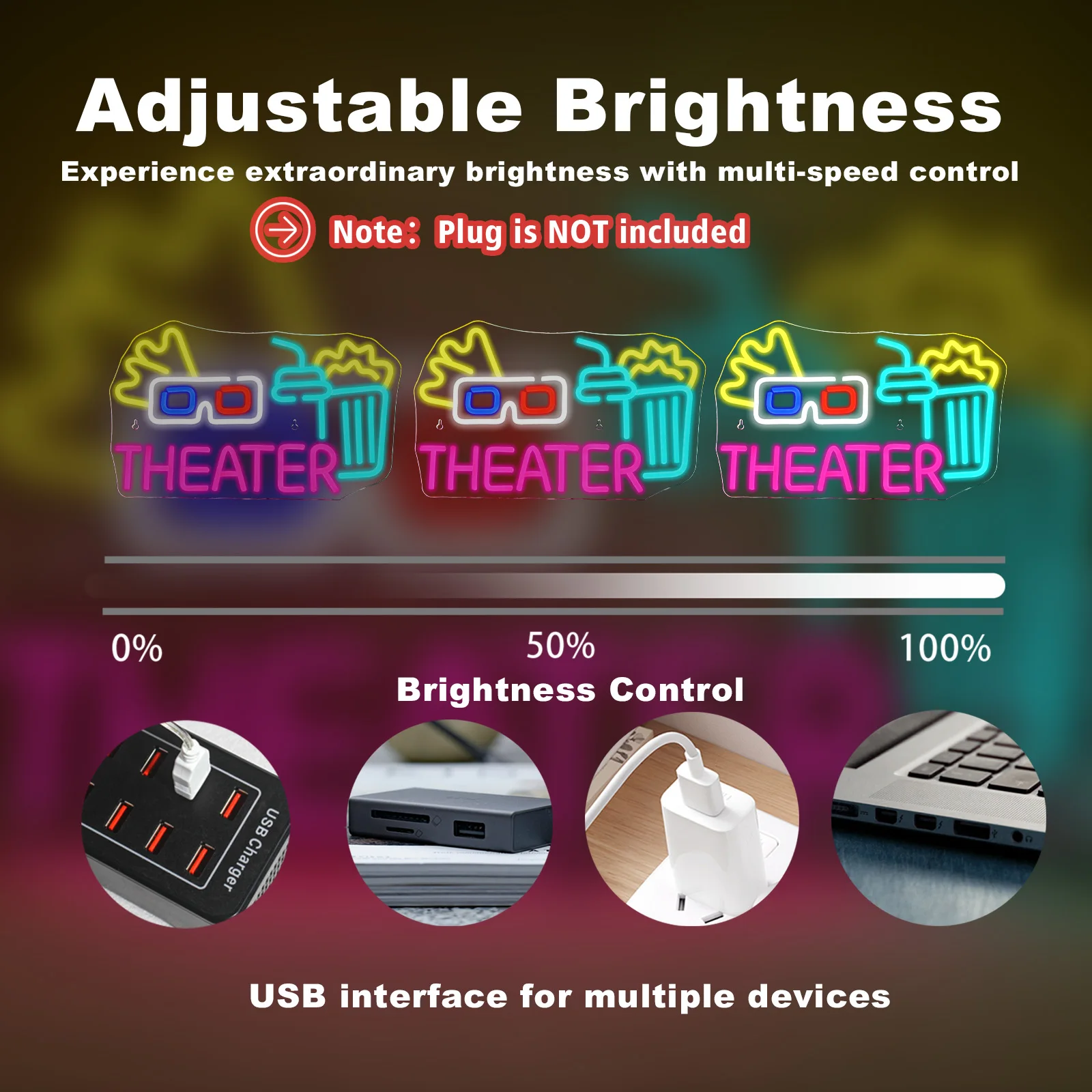 Theater Neon Signs Custom For Wall Decor Cinema For Theater Light Up Sign For Film Room Party Movie Night Decor Present Light