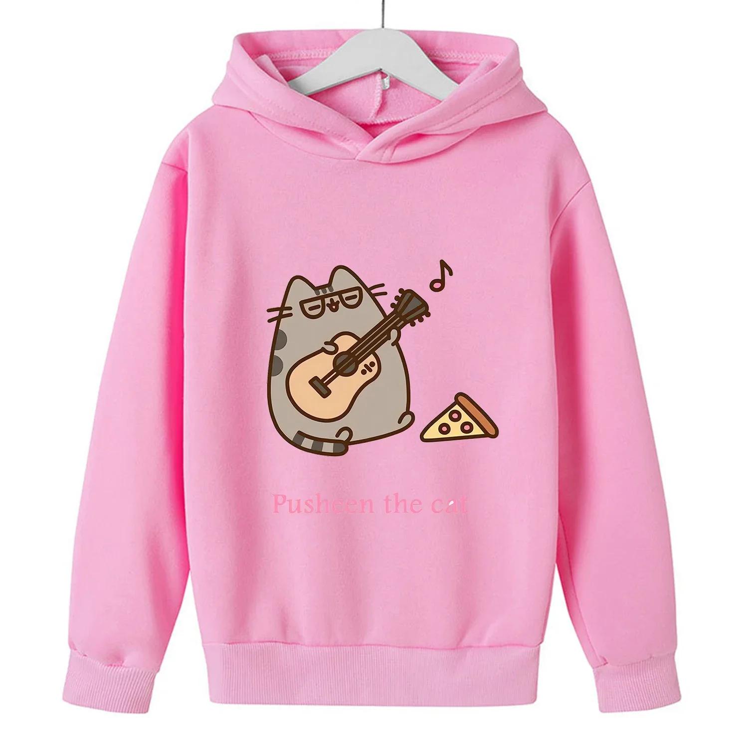 Pusheen Cat felpa con cappuccio spessa per bambini Kawaii Cartoon Fleece abbigliamento per ragazze ragazzi felpe alla moda vestiti felpa top regalo