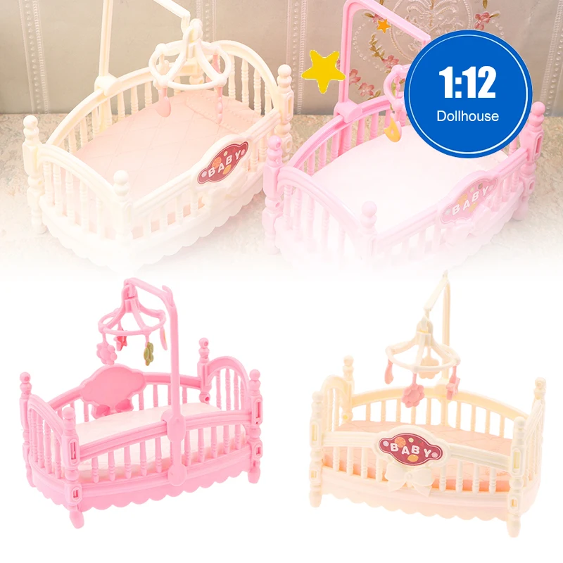 1 قطعة 1:12 دمية لعبة صغيرة نموذج اكسسوارات الأثاث ديكور الديكور سرير مهد بيت الدمية غرفة الطفل