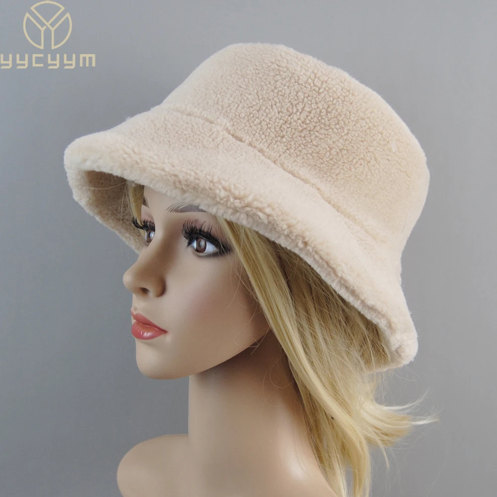 Shearling Sheepskin particles Hats Women Winter Warm Classic Luxury Caps High Quality Hat Ladies Fashion New Design Bucket Cap