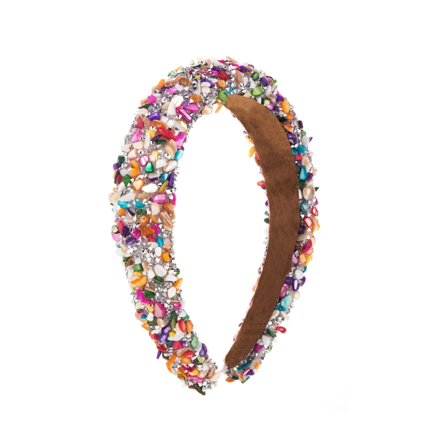 Cross Border New Exaggerated Baroque Style Rainbow Crystal Candy Sponge Wide Edge Fashionable Headband Accessories Wholesale