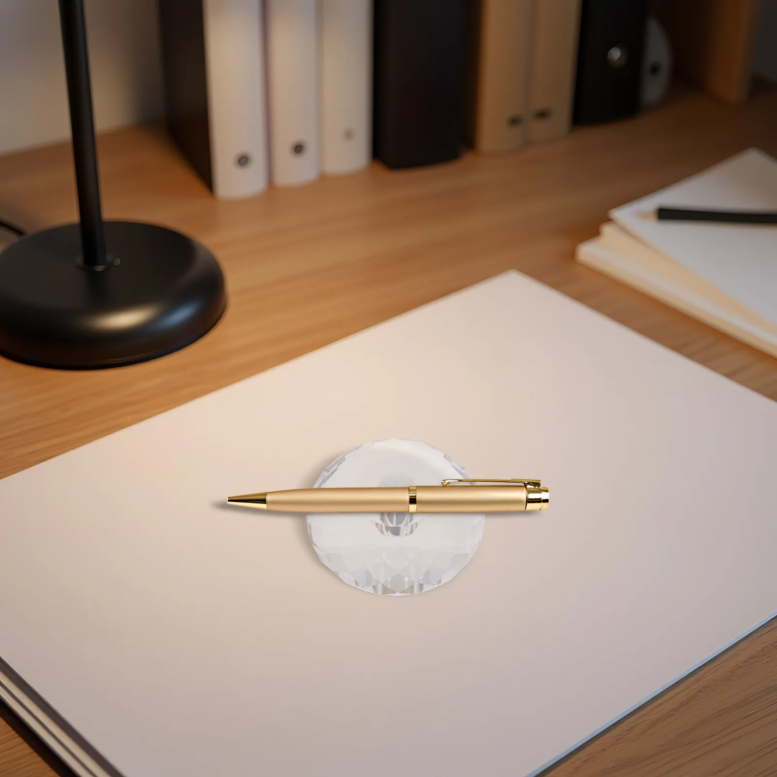 

Crystal Pen Holder 3.14 Inch Clear for Desk - Single Pen Stand Display Pencil Holder Modern Office Organizer Desktop Decoration