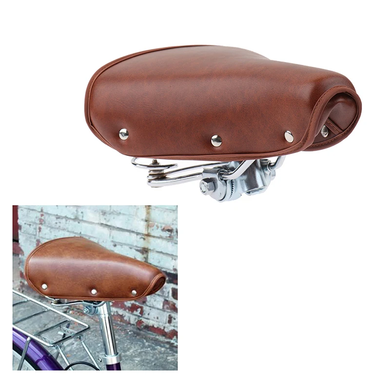 Vintage Retro Bicycle Bike Cycle PU Leather Saddle Seat Spring Comfortable