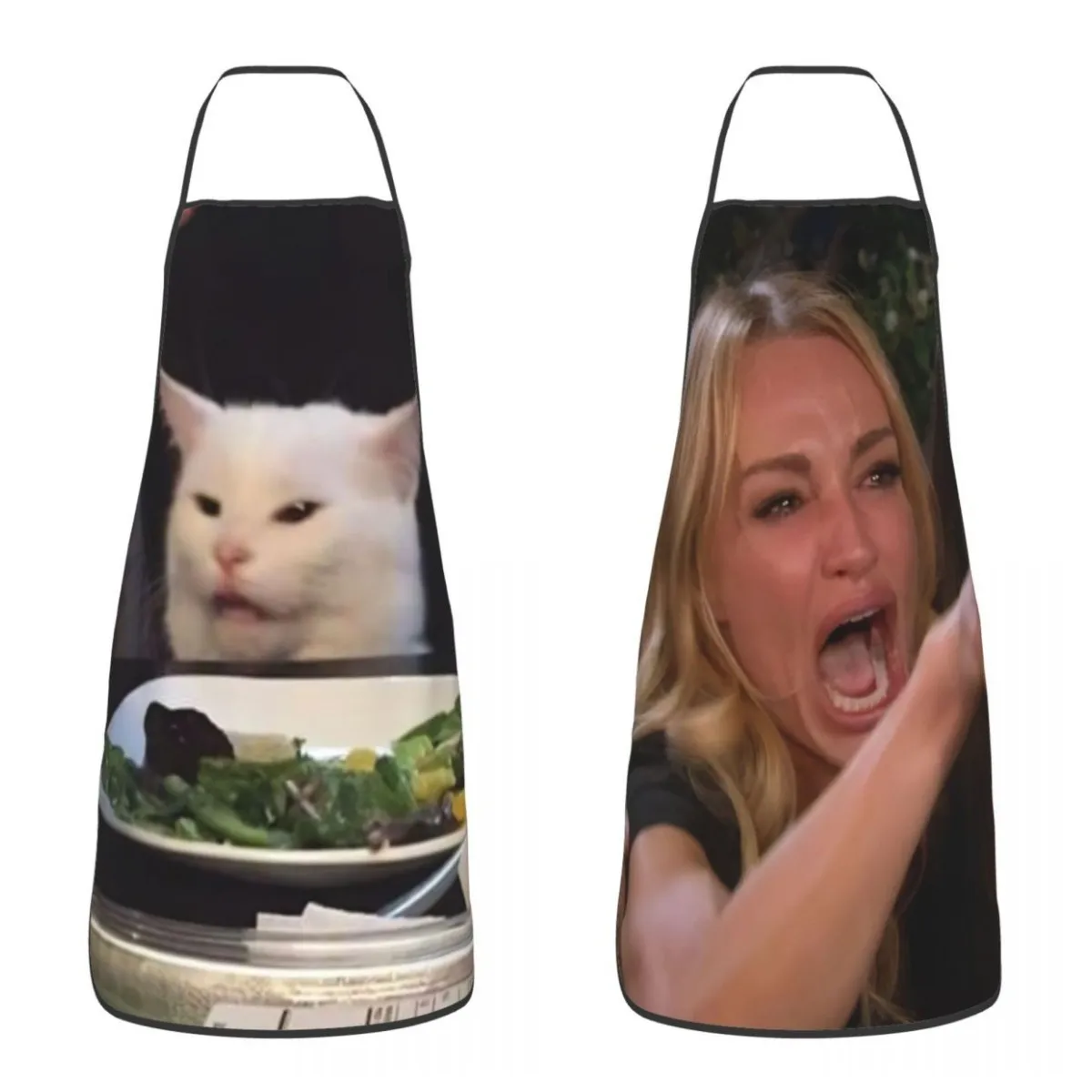 Unisex Woman Yelling At A Cat Meme Bib Apron Adult Women Men Chef Tablier Cuisine for Cooking Kitchen Gardening