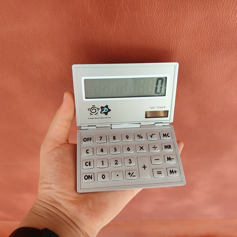 Oopsday Flip Calculator Mini Portable Solar Dual Power 8 Digit Display With Diy Stickers For Office School Daily Use