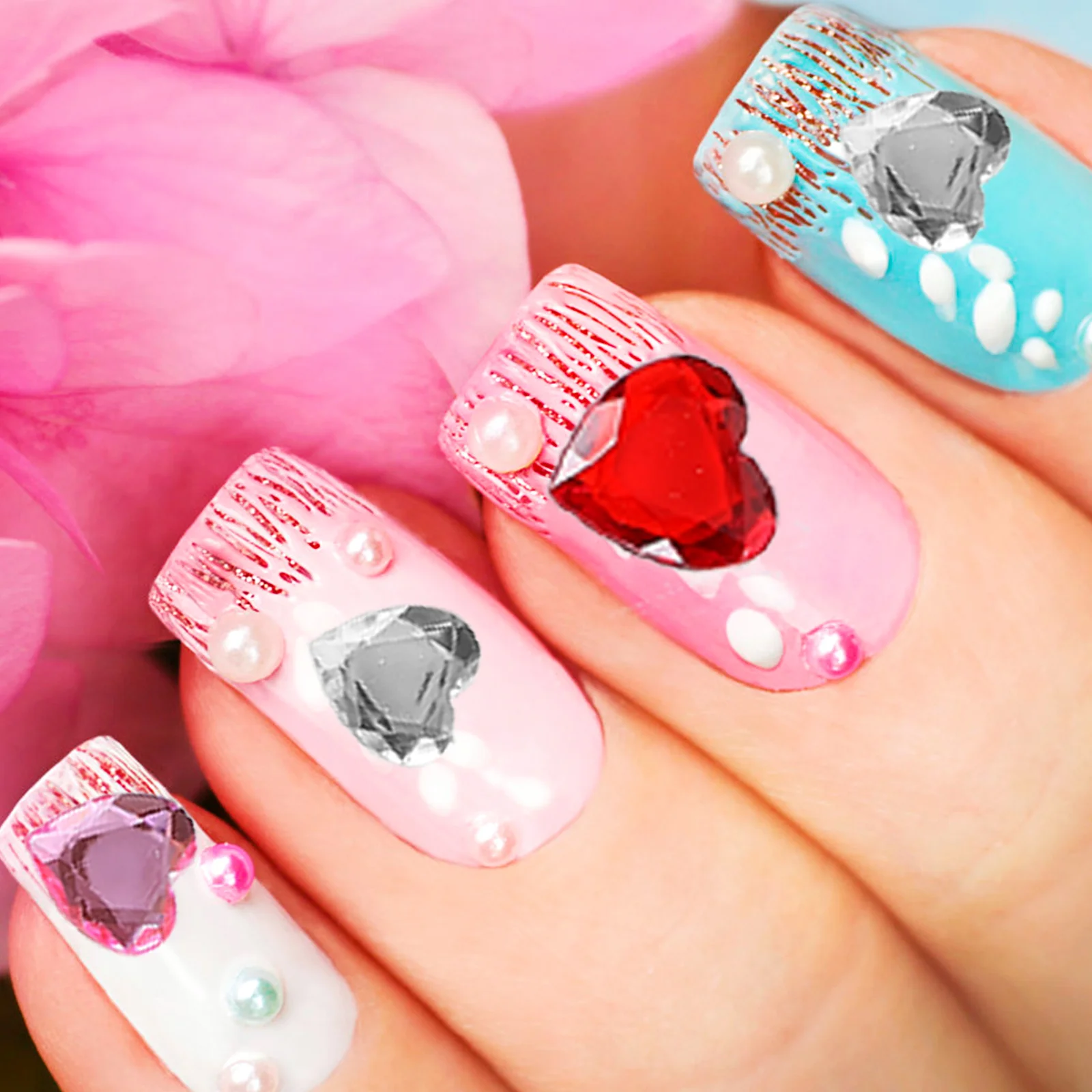 Akrylowe cyrkonie w kształcie serca, 12 arkuszy, ozdoby do twarzy, naklejki do makijażu, biżuteria do oczu, dekoracje do rękodzieła, cyrkonie w kształcie serca.