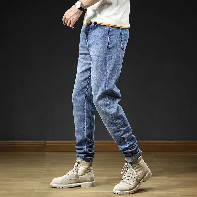 Big Clothes Tall Men Jeans Straight Slim Fit Stretch Extra Long Length Denim Pants Male 115cm 120cm 190cm 200 Cm Cowboy Trousers