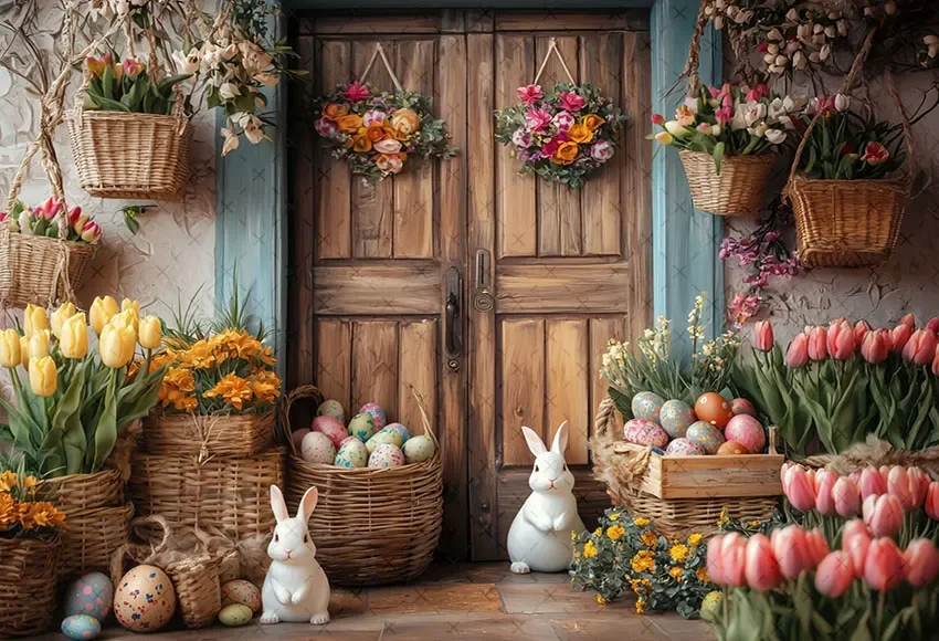 Фон для фотосъемки Mehofond, весенний пасхальный ретро-цветочный кролик, яйца, детский день рождения, портретный декор, фон для фотостудии