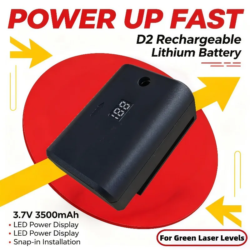 3.7V D2 3500mAh High Capacity Rechargeable Battery Lpega For Self‑Leveling 3D 4D 12 16 Line Laser Level