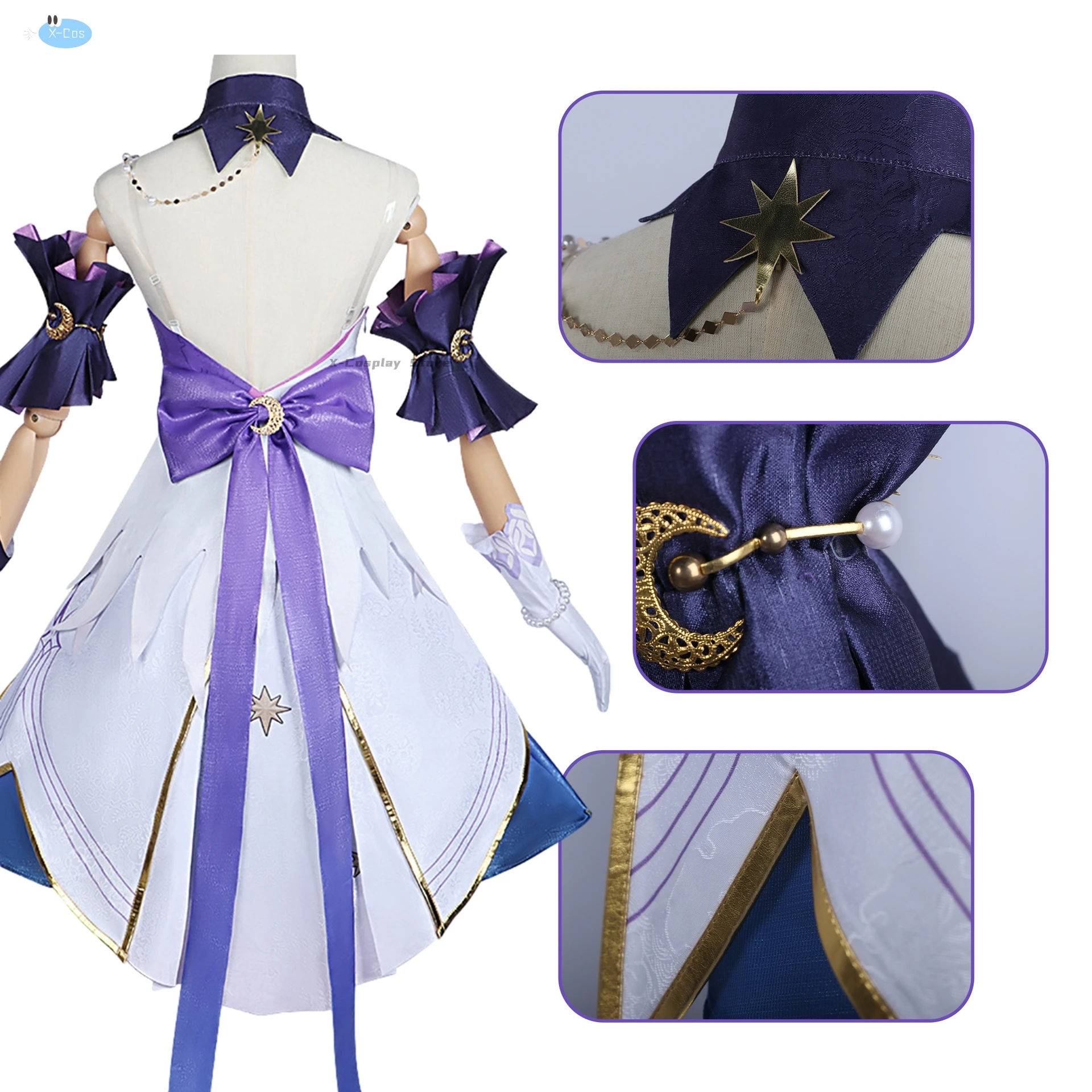 ชุดเดรสพิมพ์ลาย3D สำหรับผู้หญิงชุดคอสเพลย์ชุดคอสเพลย์ผู้หญิงรถไฟฮอนไคสตาร์รถไฟโรบินรองเท้าสำหรับออกงานคาร์นิวัล