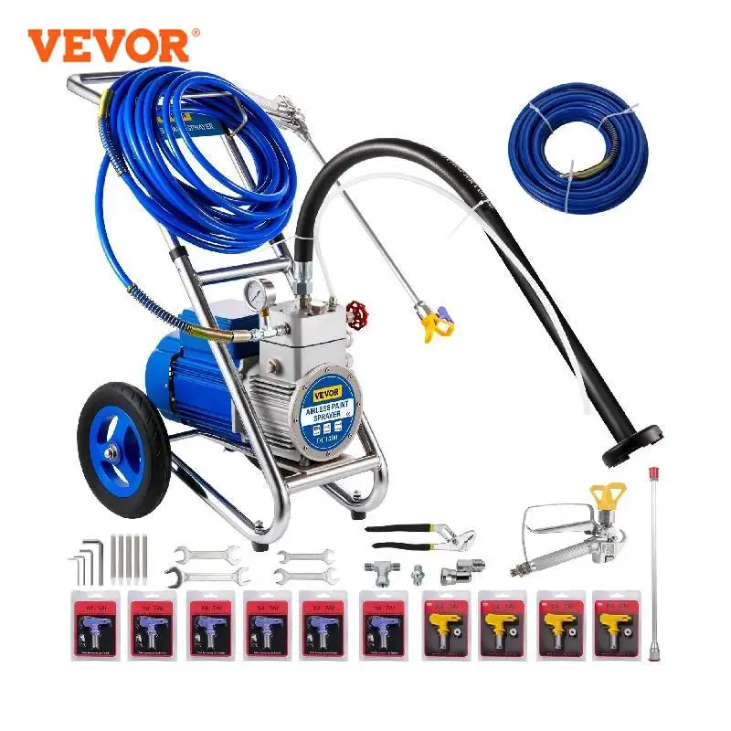 VEVOR Commercial Airless Paint Sprayer with Cart 1500W 4L/Min Electric Painting Machine for Home Interior Exterior Wall Spraying