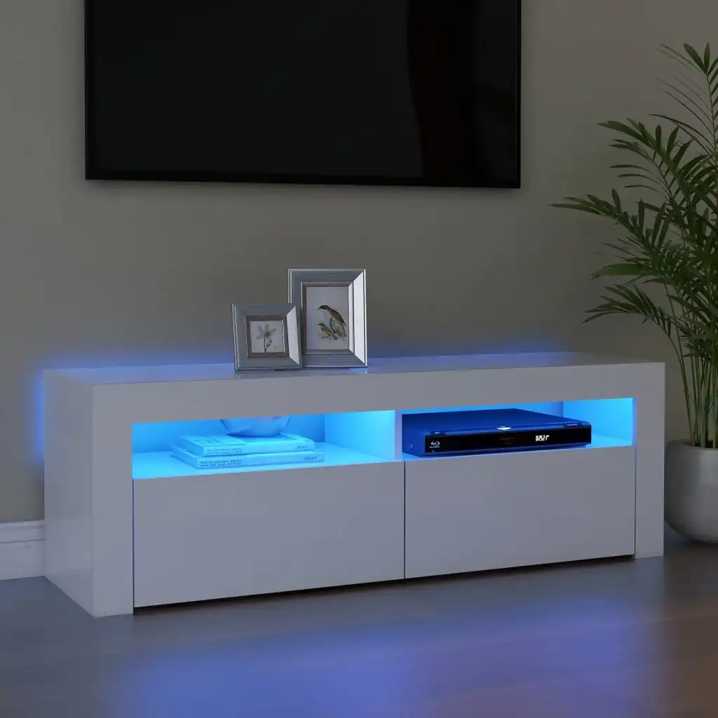 TV cabinet with LED lights White 120x35x40 cm