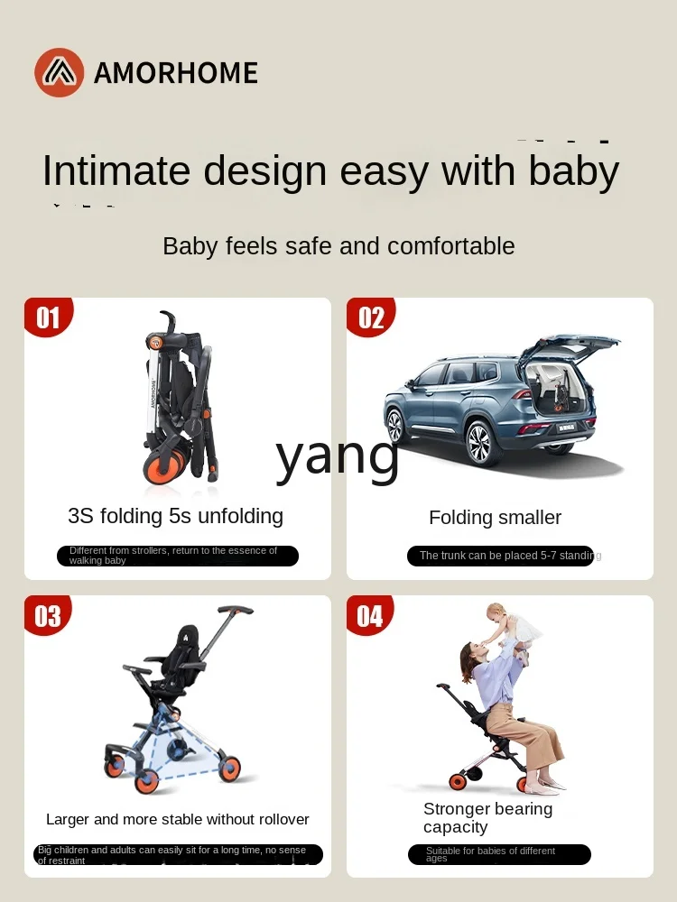 CX Walk the Children Fantstic Product Stroller Portable Foldable Trolley for 3 to 6 Years Old