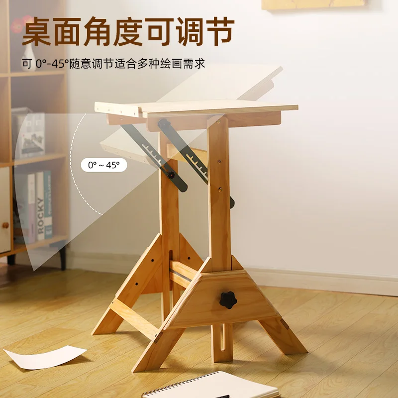 Mesa de dibujo japonesa, banco de trabajo de madera maciza para estudiantes de arte especialmente, diseñadores arquitectónicos de ingeniería, dibujo dibujado a mano FYDT