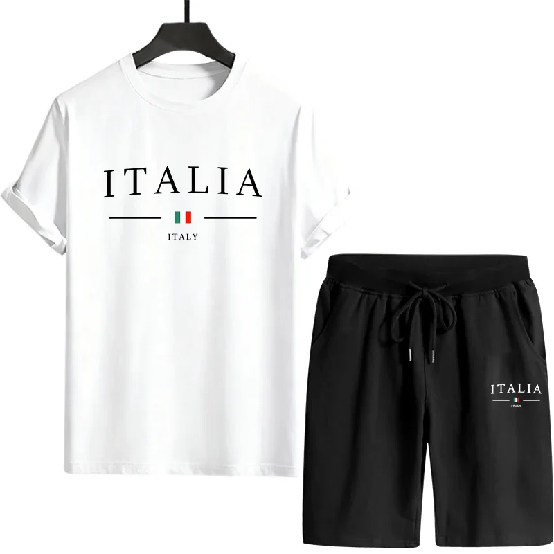 

Hot Sales Mens T-shirt Tracksuit Printed Summer Casual Wear Outdoor Sports Jogging Man Clothing Single Piece Short Sleeve Shorts