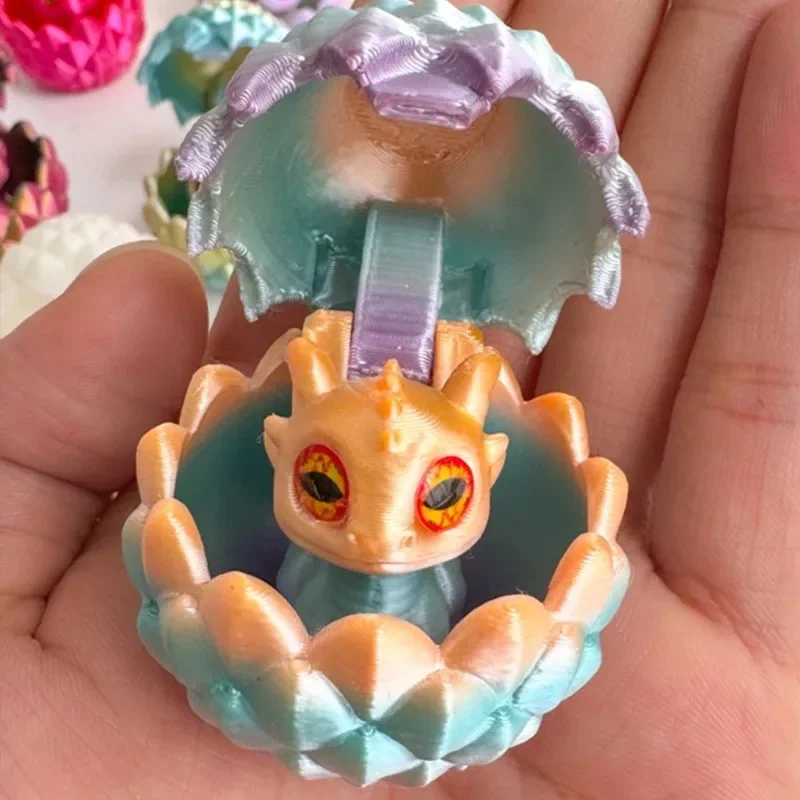 

3D Printed Mini Dragon Egg with Dragon Anti-stress Small Model Movable Rotatable Desktop Ornament Kids Toys Companionship Gifts
