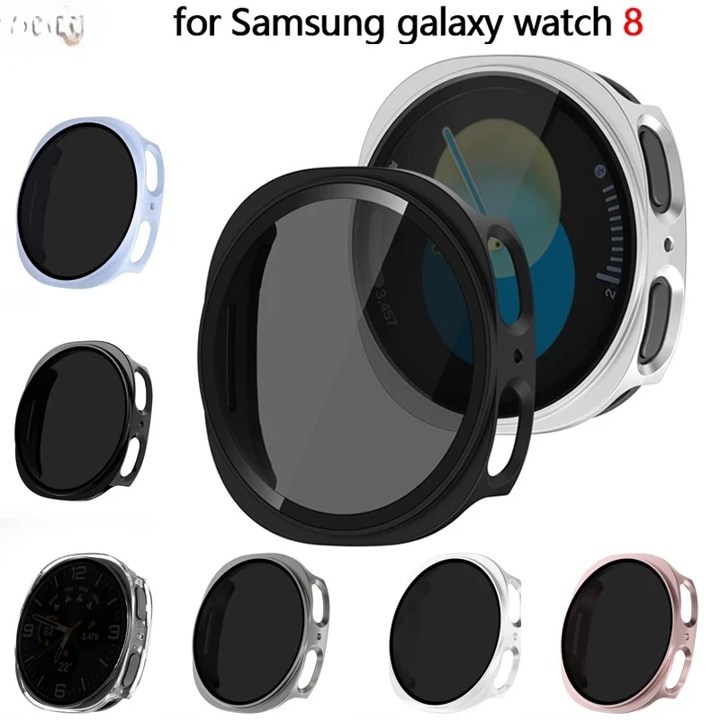 Sichtschutzglas + Hülle für Samsung Galaxy Watch 8 Watch 8 Classic 40 mm 44 mm 46 mm, gehärteter Anti-Peeping-PC-Hartbildschirmschutz
