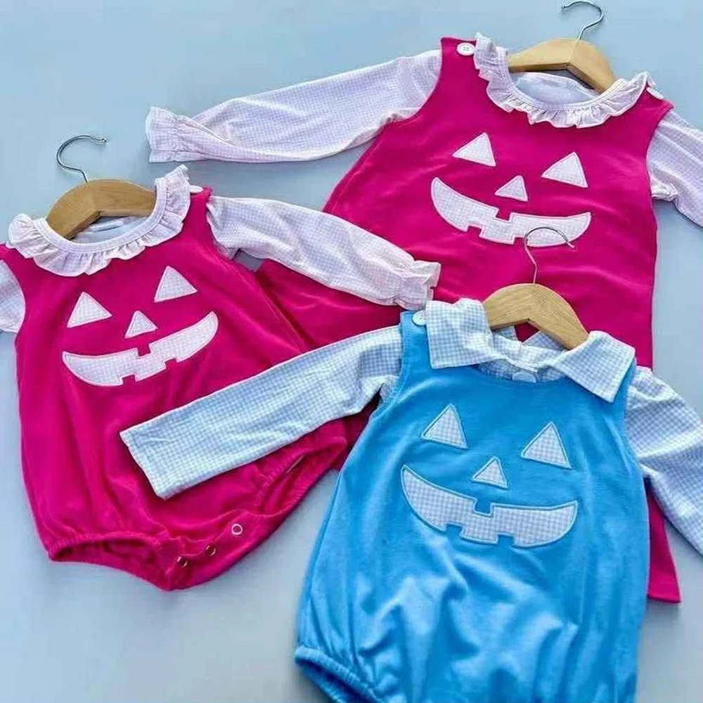 

Sibling Baby Infant Girls Pink Halloween Ghost Face Rompers Long Sleeve Tee Shirts Tops Pink Color Sleeveless Baby Girls Outfit