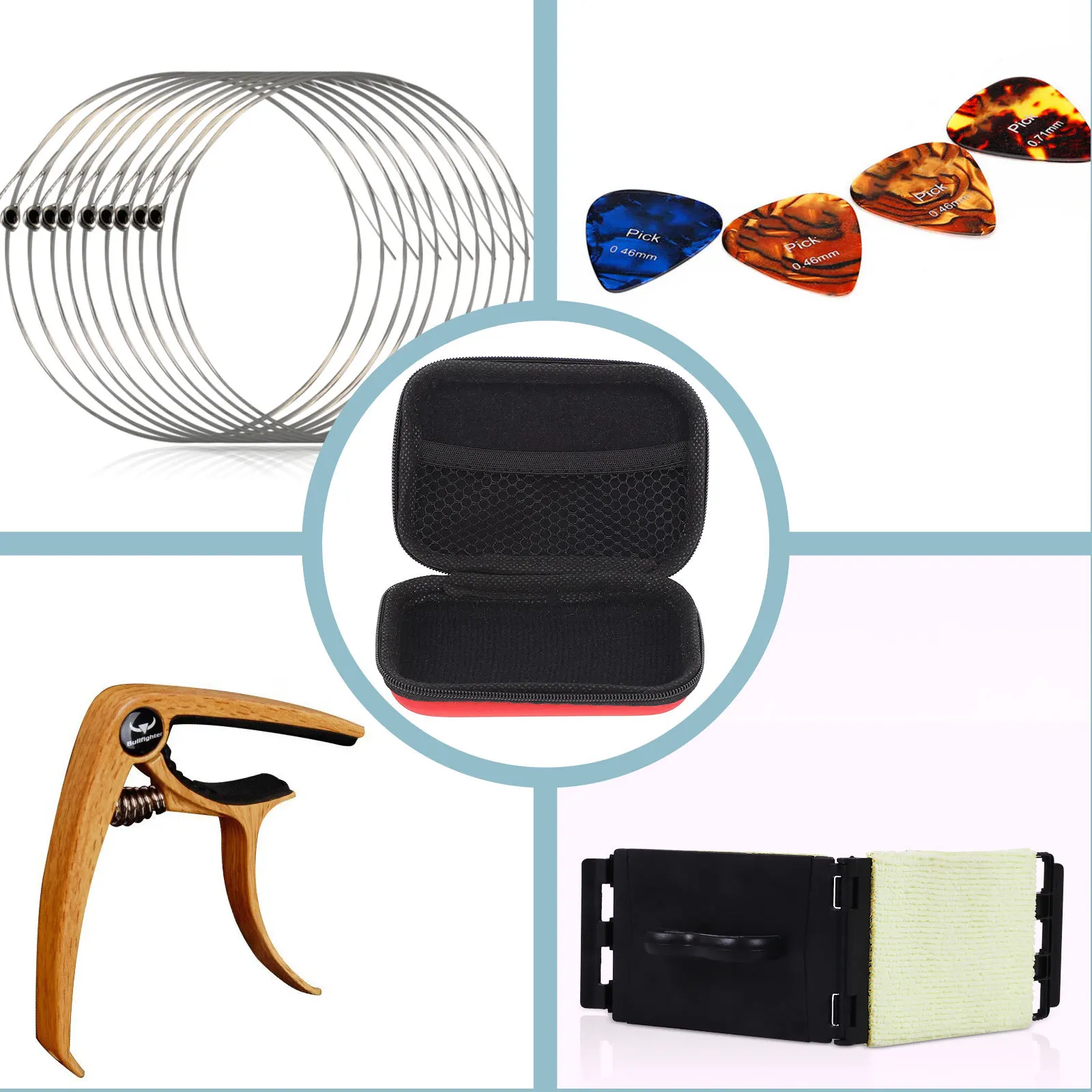 4 шт. органайзер для хранения медиаторов, прочный держатель на молнии Eva, большой вместительный дорожный чехол для аксессуаров для акустической электрогитары