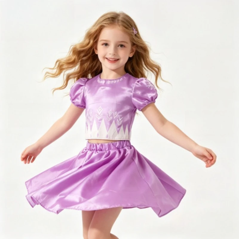 Purple Princess Style Girls' Clothing Sets, Girls' Holiday Party Dresses, Exquisite Formal Gowns for Halloween and Christmas
