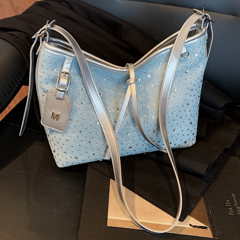 

Large Capacity Women's Tote Bags Trendy Fashionable Diamond-decorated Shoulder Bag Ladies Versatile Crossbody Bag For Commuting