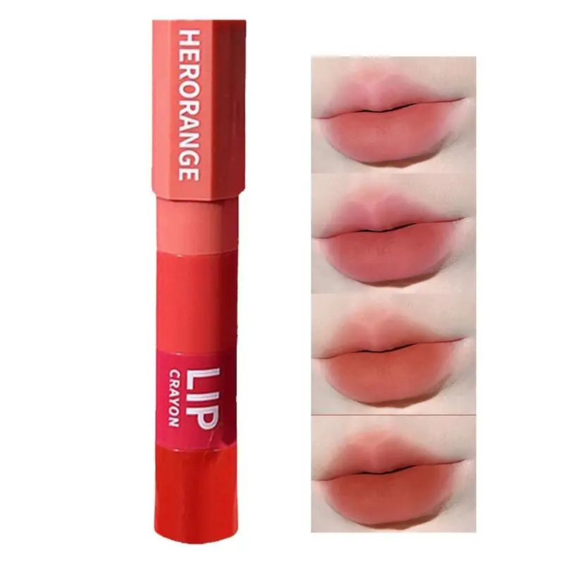 Pintalabios mate 4 en 1, lápiz labial apilable de terciopelo, resistente al agua, no pegajoso, de larga duración, suministros de maquillaje labial para mujeres y adultos