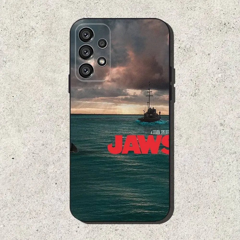 Capa de telefone Jaw Movie para Samsung S25, S24, S21, S22, S23, S30, Ultra, S20, Plus, Fe, Lite, Note, 10,9,5G Capa preta