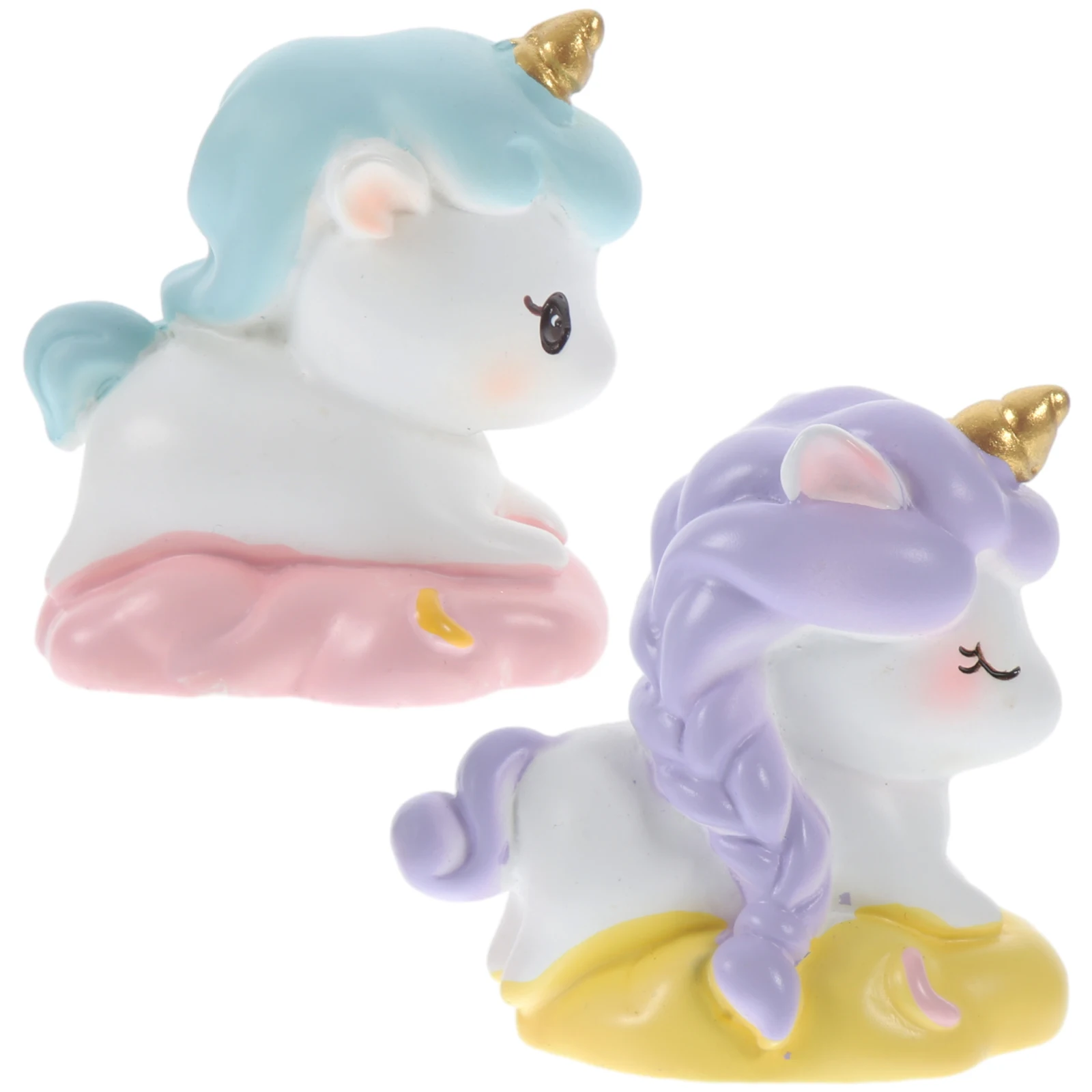 

2 Pcs Unicorn Ornaments Decorations Miniature Resin Figurines Decorate Figures Animal Unicorns