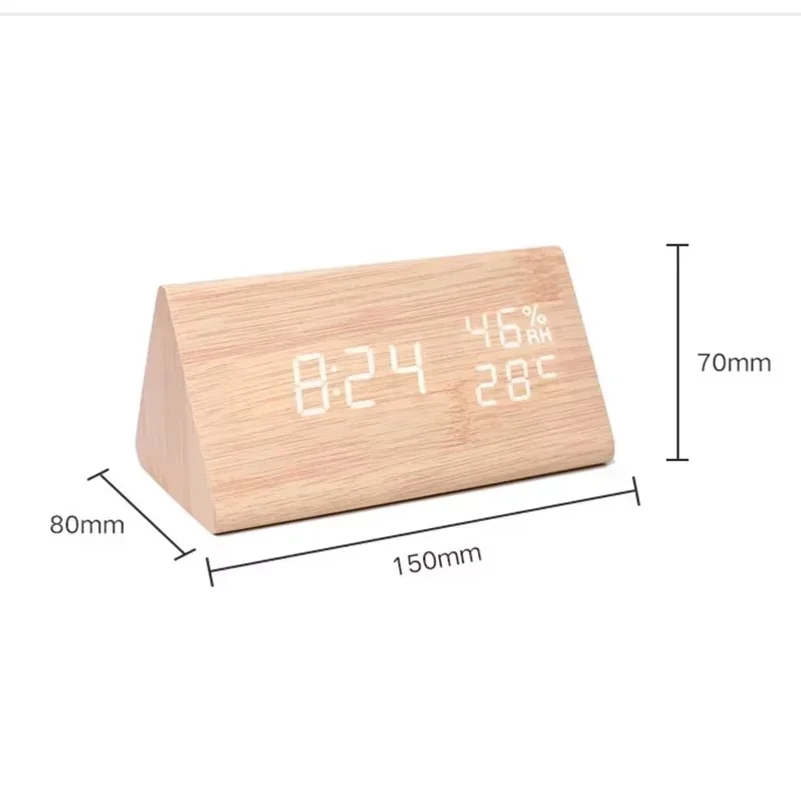 LED Student Alarm Clock Simple Wall Clock Temperature Display Sound Control Table Clock Desktop Home Decor Garden