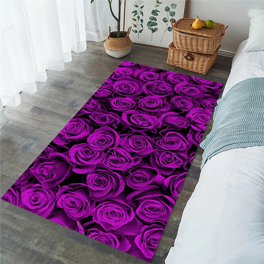 

CLOOCL New Fashion Carpet Purple Rose Art 3D Printed Carpets for Living Room Non-slip Bath Mat 120x160cm Alfombras Dropshipping