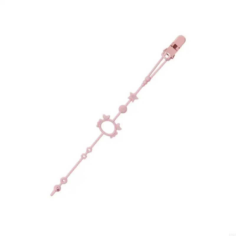 

D5QA Teething Toy Safety Chain, Stretchable Silicone Pacifier Clip Chain Adjustable Water Bottle Teether Hanging Strap Band