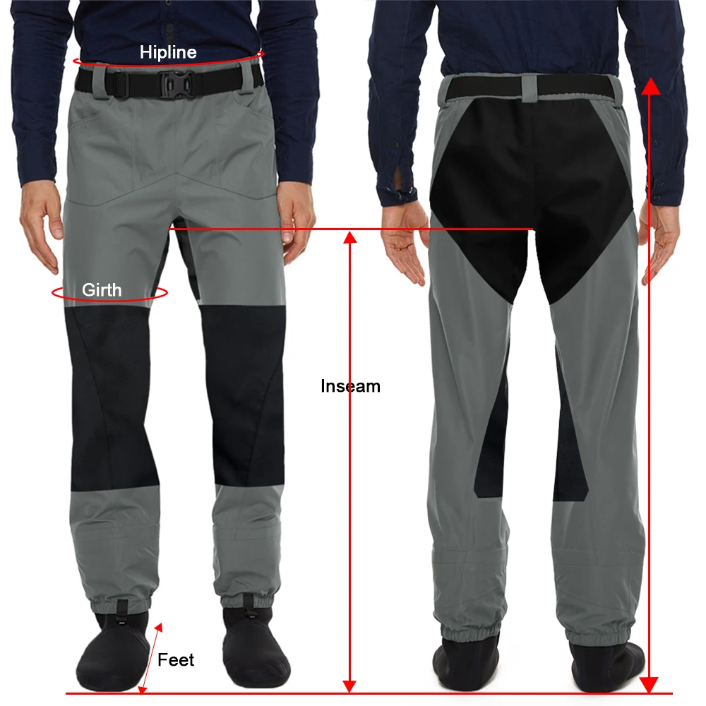 Wear Resistant Fishing Waders, Men Women Neoprene Stocking Foot Wading Pants, Waterproof Waist Waders with Pockets for Outdoor