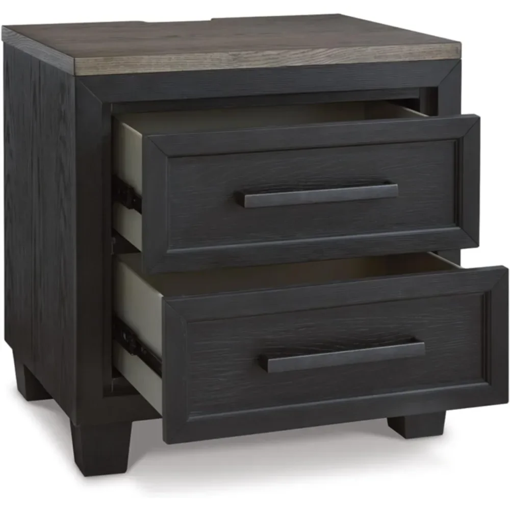 Nightstand with 2 Drawers and USB Ports, Foyland Modern Nightstand