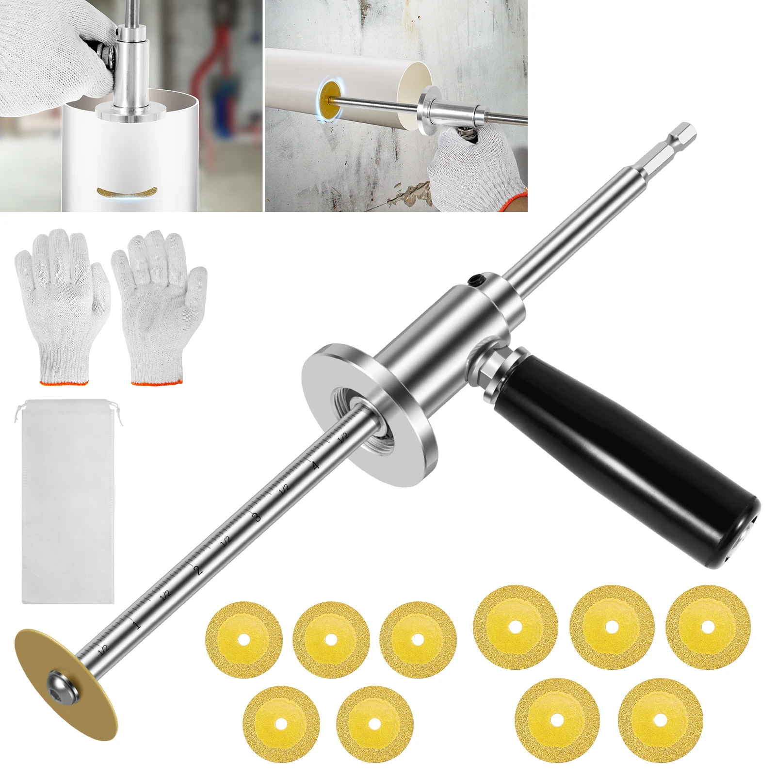 

Инструмент для резки труб из ПВХ из нержавеющей стали с 5/11 лезвиями — эргономичная ручка с регулируемой глубиной для гладкой внутренней резки сантехники