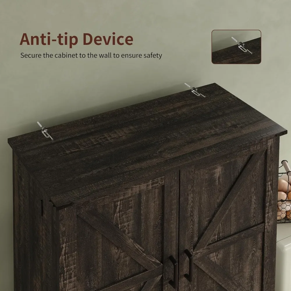 خزانة تخزين المطبخ مقاس 72 بوصة، وخزانة تخزين طويلة مع 8 أرفف أبواب، وخزانتين ودرج واحد، وخزانة قائمة بذاتها #6