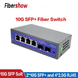 10G SFP+ fiber Switch 2.5Gbps Ethernet 4 Port 2500Mbps Network Switcher  Slot Hub Internet Splitter Plug and Play 10 gigabit