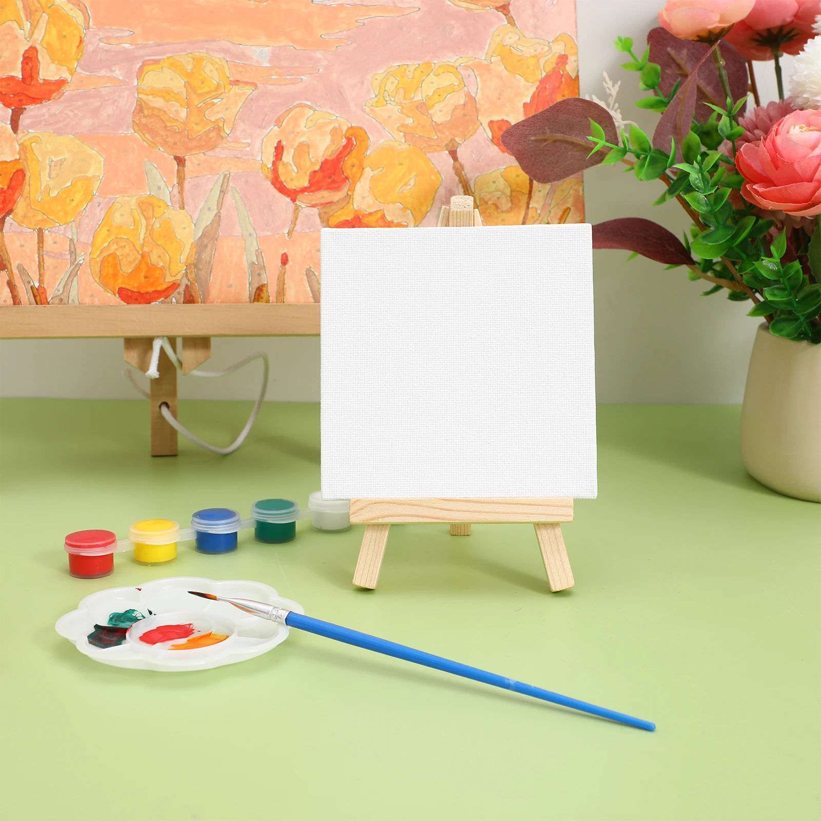 

6 Sets Graffiti Mini Oil Painting Board Travel Watercolor Canvases Cloth Easels