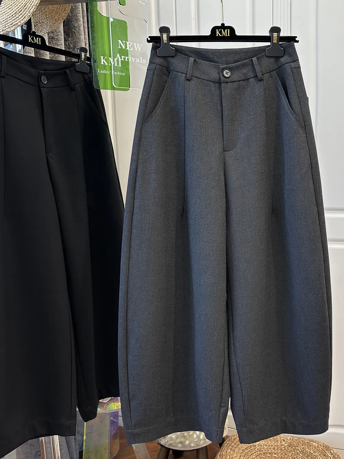 Casual Versatile High Waist Loose Pure Color Suit Pants Knife  Loose Fit Daily Wear Early Autumn Fashion Ladies Trousers
