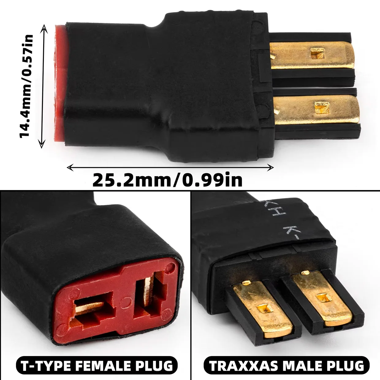 RCXAZ RC XT60 암-수 T 플러그 커넥터 어댑터 무선 RC 리포 배터리 커넥터 딘스 수-XT60 암용