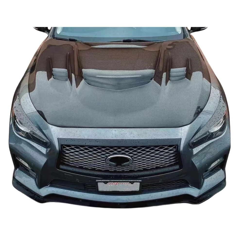 New Style Carbon Fiber Front Hood Bonnet Fit For Infiniti Q50 Vented Hood 2015-2023 High Quality Fitment