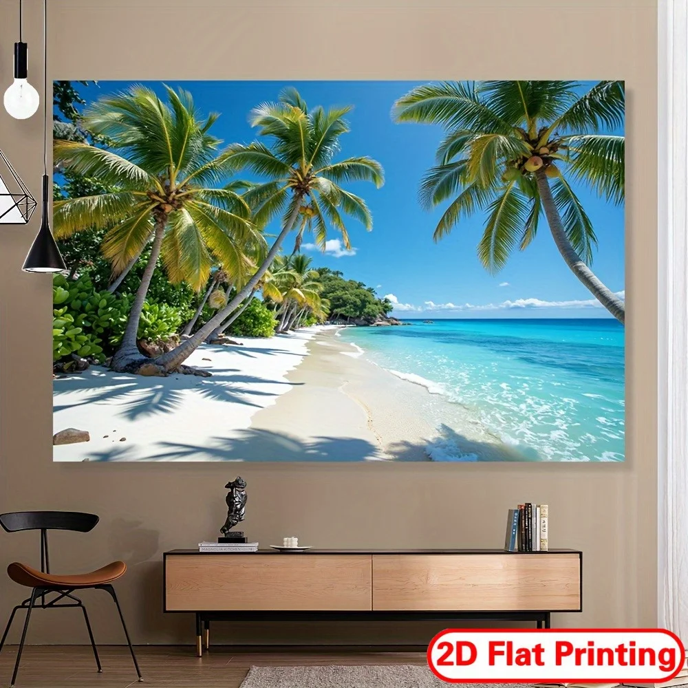 Tropical Beach Tapestry Wall Hanging Decor Ocean Palm Trees Sunset Artwork Home Decoration Living Room Bedroom Dorm CollegeGifts view 5